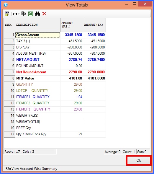 fmcg view sale invoice view totals